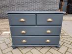 Grijze grenen ladekast 4 lades refurbished