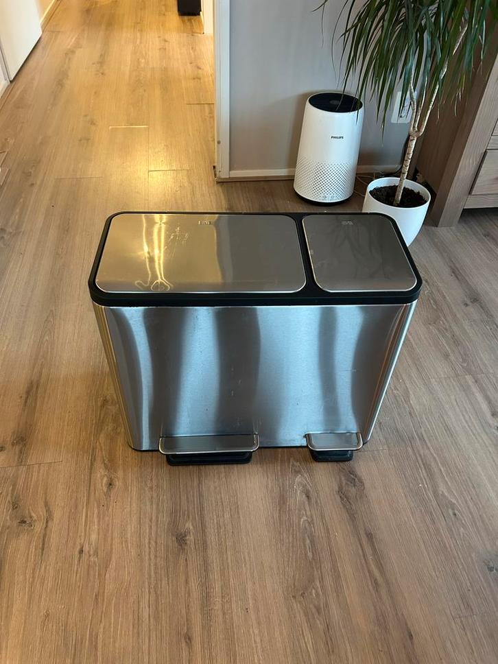 EKO EcoCasa Pedaalemmer 45L - Afvalscheiding, Huis en Inrichting, Woonaccessoires | Prullenbakken, Nieuw, Rvs, Minder dan 50 cm