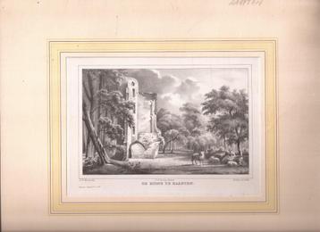 De Ruine te Haaften  Litho  M. Mourot naar J.F. Christ 1846 beschikbaar voor biedingen
