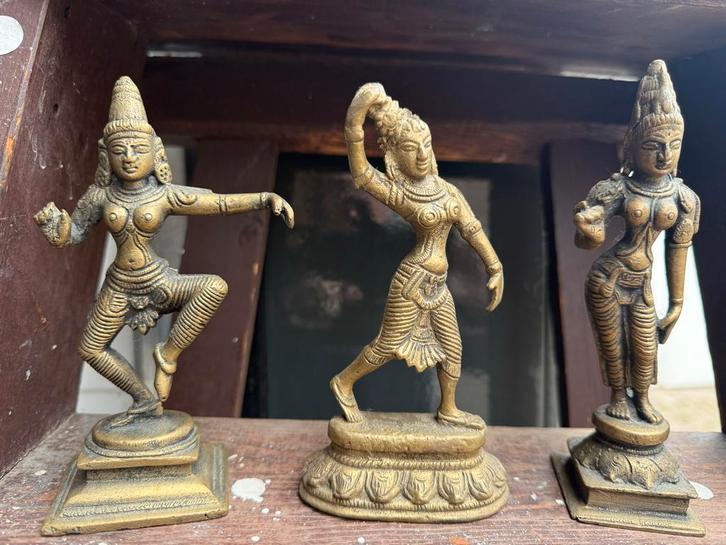 Antieke Indiase Bronzen Beelden (Set van 3), Antiek en Kunst, Kunst | Beelden en Houtsnijwerken, Ophalen of Verzenden