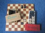 Houten Schaakbord + stukken en schijven, Een of twee spelers, Ophalen of Verzenden, Gebruikt