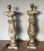 Twee massief houten lampenvoeten, landelijke stijl, Minder dan 50 cm, Zo goed als nieuw, Ophalen