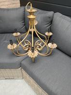 Kroonluchter 6-arms goud, Huis en Inrichting, Lampen | Kroonluchters, Ophalen of Verzenden, Gebruikt, Metaal