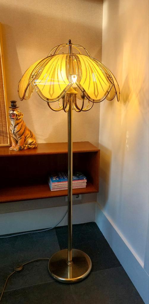Vintage Honsel  Vloerlamp – Hollywood Regency Stijl lotus, Huis en Inrichting, Lampen | Vloerlampen, Gebruikt, Minder dan 100 cm