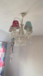 Kroonluchter met 5 lichtpunten in liefstyle kapjes, Ophalen of Verzenden, Gebruikt