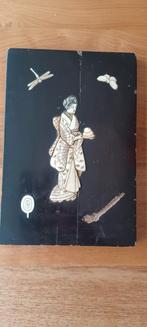 Japans paneel met ivoor inleg, beschadigd, Antiek en Kunst, Ophalen of Verzenden