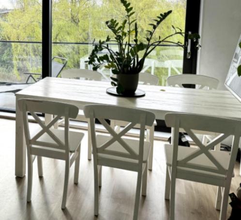 Jan des Bouvrie eetkamertafel – wit, Huis en Inrichting, Tafels | Eettafels, Gebruikt, 200 cm of meer, 50 tot 100 cm, Vijf personen of meer