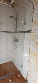 Glazen douchewand 55x200 met RVS houders, Huis en Inrichting, Ophalen, Gebruikt