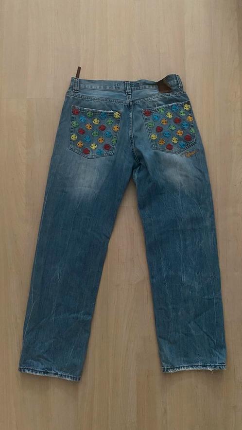 Baggy jeans met print, Kleding | Heren, Spijkerbroeken en Jeans, Zo goed als nieuw, W33 - W34 (confectie 48/50), Blauw, Ophalen of Verzenden