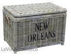 Grote rieten kist met opdruk New Orleans, Minder dan 50 cm, 50 tot 100 cm, Nieuw, Ophalen of Verzenden