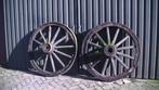 💥2 ouderwetse houten wagen-wielen met ijzeren ringen 💥, Ophalen