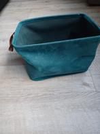 Velours Mandje - Turquoise, Huis en Inrichting, Woonaccessoires | Kisten, Overige materialen, Minder dan 50 cm, Gebruikt, Minder dan 50 cm