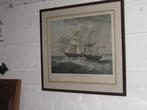 Stoom -Zeilschip   The British  Queen, Antiek en Kunst, Kunst | Etsen en Gravures, Ophalen of Verzenden