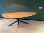 Organische kiezelvorm massief eiken eettafel organisch, Verzenden, Eikenhout, 50 tot 100 cm, Vijf personen of meer
