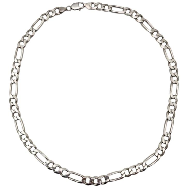 Zilveren Figaro ketting | 52cm | 45gram | Nette staat | Met, Sieraden, Tassen en Uiterlijk, Kettingen, Zo goed als nieuw