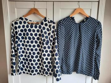 Mooie Donkerblauwe Sjieke Glanzende Polkadot Blouses Maat 36 beschikbaar voor biedingen