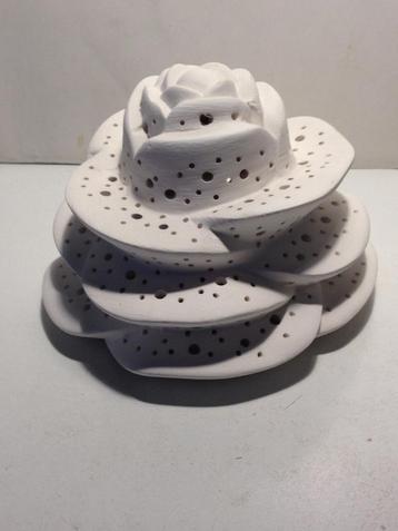 2 aardewerk handgemaakt roos lampjes beschikbaar voor biedingen