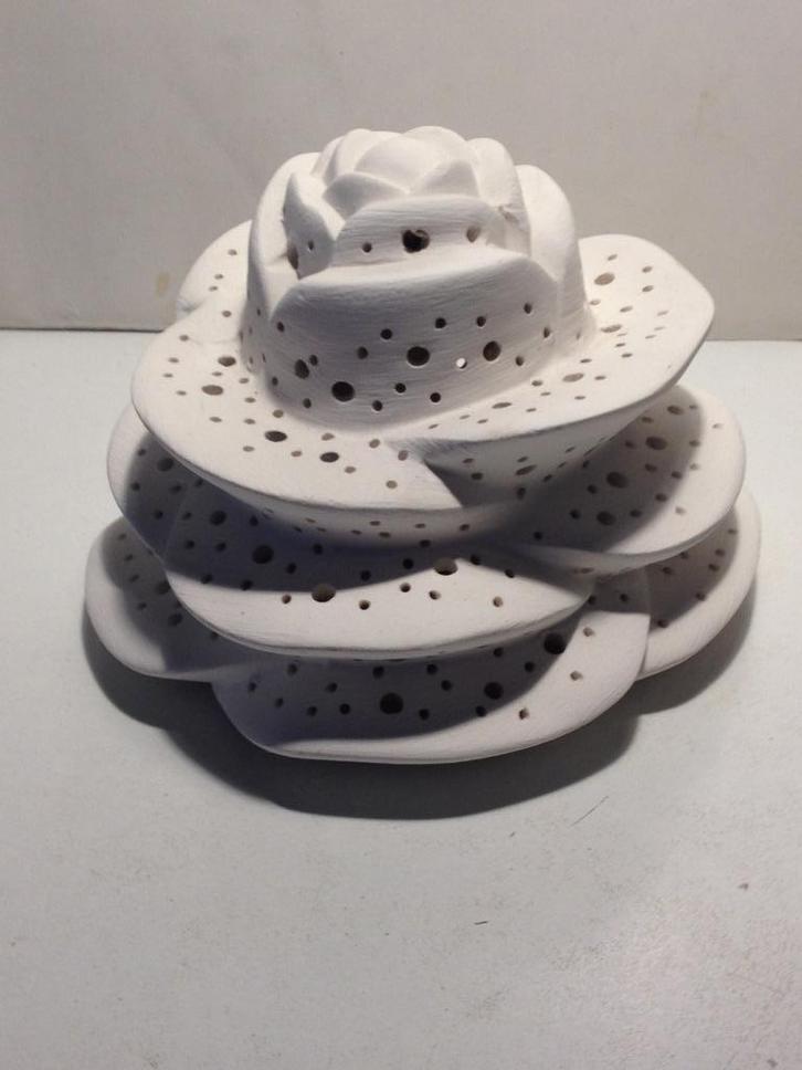 2 aardewerk handgemaakt roos lampjes, Antiek en Kunst, Antiek | Keramiek en Aardewerk, Verzenden