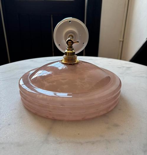 Vintage clichy roze gespikkeld wandlampje glazen lampenkap, Huis en Inrichting, Lampen | Wandlampen, Glas, Ophalen of Verzenden