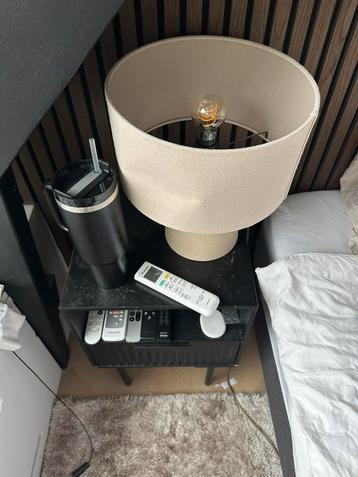 Set van 2 moderne tafellampen beige keramiek met stoffen kap beschikbaar voor biedingen