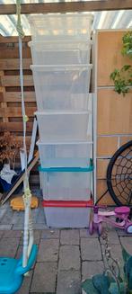 7 kunststof bakken met deksels, Doe-het-zelf en Verbouw, Kratten en Dozen, Ophalen, 40 tot 60 cm, 50 tot 75 cm, Bak of Kist