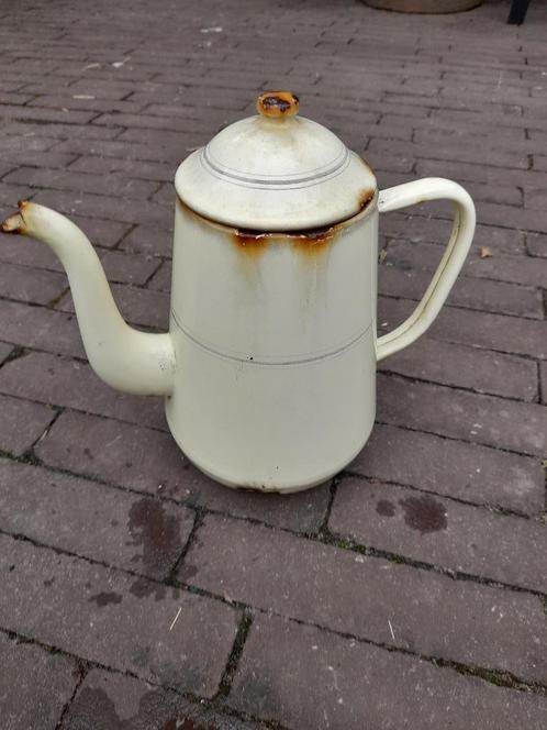 Koffie pot emaille, thee pot, brocante, antiek, decoratie, Antiek en Kunst, Antiek | Keukenbenodigdheden, Ophalen