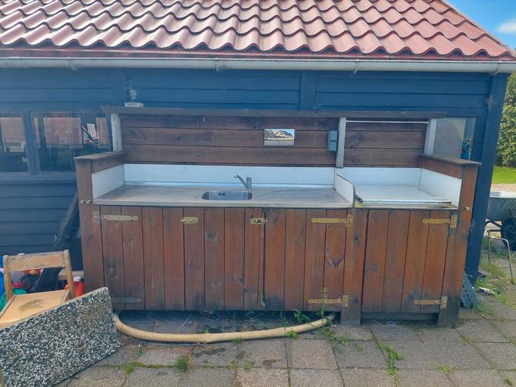 Buitenkeuken te koop (met fornuis en kraan), Tuin en Terras, Buitenkeukens, Gebruikt, Gas, Ophalen