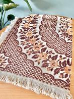 Vintage beige bloemen sprei plaid kleed, Ophalen of Verzenden, Gebruikt