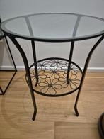 Klingsbo zwarte metalen bijzettafel, Minder dan 55 cm, Gebruikt, Metaal of Aluminium, Rond