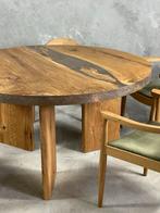 Ronde tafel van massief eikenhout met brons – volledig nieuw, Huis en Inrichting, Eikenhout, Ophalen of Verzenden, Zo goed als nieuw