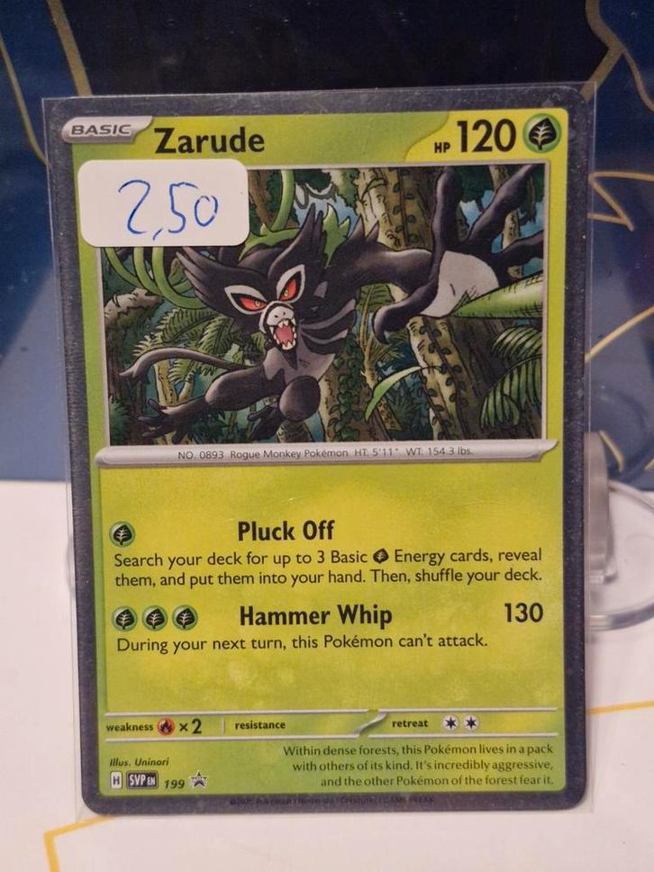 Pokemon Zarude SVP 199 promo 5x, Hobby en Vrije tijd, Verzamelkaartspellen | Pokémon, Zo goed als nieuw, Losse kaart, Foil, Ophalen of Verzenden