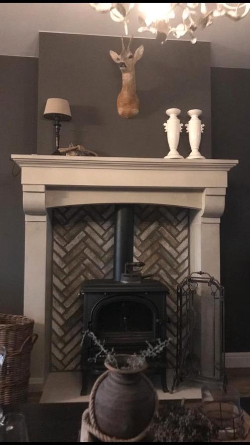 Franse hoge schouw kalkzandsteen creme kleur NIEUW ACTIE, Huis en Inrichting, Kachels, Nieuw, Overige soorten, Overige brandstoffen