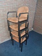 Set van 4 Stapelbare Stoelen, Huis en Inrichting, Stoelen, Ophalen, Gebruikt, Bruin, Modern