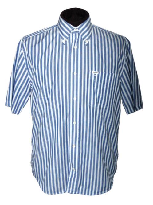 Façonnable gestreept overhemd, korte mouw, Mt. M, Kleding | Heren, Overhemden, Zo goed als nieuw, Halswijdte 39/40 (M), Blauw