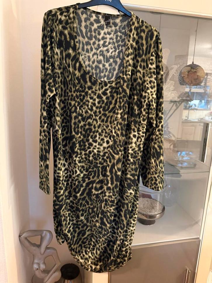Yoek Luipaardprint Jurk Maat 44/46, Kleding | Dames, Jurken, Zo goed als nieuw, Maat 46/48 (XL) of groter, Bruin, Boven de knie