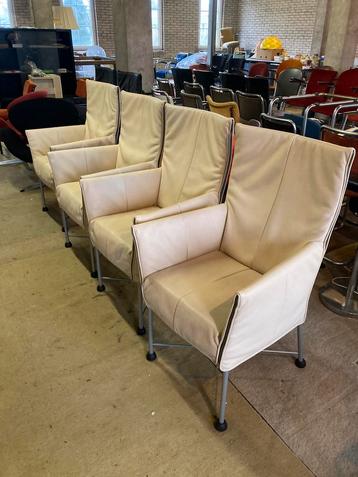 4 Originele Chaplin Montis Gerard vd Berg Stoelen Beige Leer beschikbaar voor biedingen
