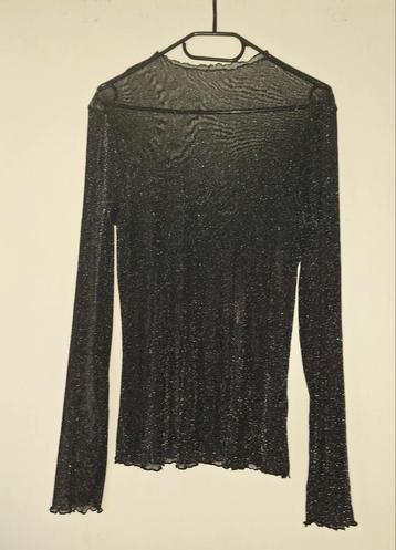 Zwart glimmende top met glitters me lange mouw Shein maat XL beschikbaar voor biedingen
