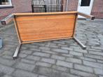 Tafel met ijzeren frame, Huis en Inrichting, Tafels | Eettafels, Gebruikt, Vijf personen of meer, Metaal, 150 tot 200 cm