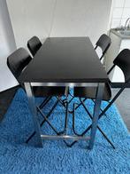 Bartafel en 4 opklapbare stoelen/barkrukken (IKEA), 60 tot 90 cm, Gebruikt, Ophalen, 4 krukken