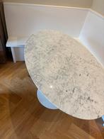 Ovale Tulip Tafel – Carrara Wit Marmer – 140 x 80 cm, Ophalen, Zo goed als nieuw, Ovaal, 100 tot 150 cm