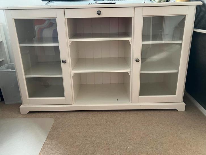 Mooie Dressoir -tv kast met Glazen Deuren, Huis en Inrichting, Kasten | Dressoirs, Gebruikt, 150 tot 200 cm, 25 tot 50 cm, Met lade(s)