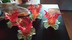 4 Murano Glas Vaasjes/Kandelaars - Handgemaakt, Ophalen of Verzenden