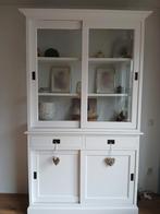 Witte buffetkast, vitrinekast, Huis en Inrichting, Ophalen, Gebruikt, Met deur(en), Glas