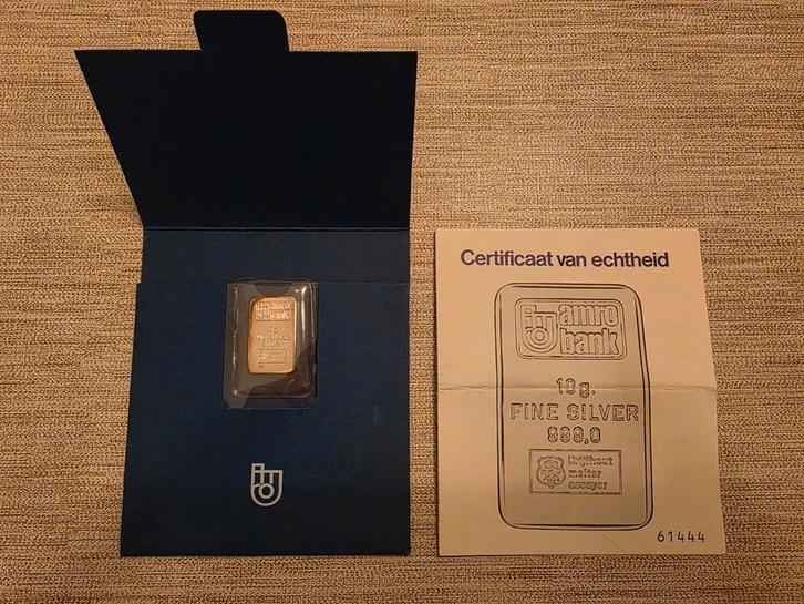 ABN AMRO 10g - Zuiver Zilver, Postzegels en Munten, Edelmetalen en Baren, Zilver, Ophalen of Verzenden