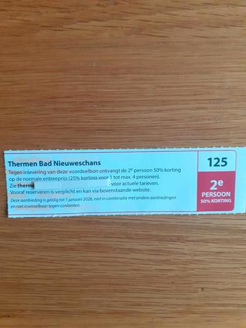 SAUNA THERMEN BAD NIEUWESCHANS 2E PERSOON 50% KORTING! beschikbaar voor biedingen