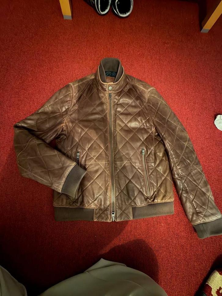 Tommy Hilfiger Leren Jack - Maat M, Kleding | Heren, Jassen | Zomer, Zo goed als nieuw, Maat 48/50 (M), Bruin, Ophalen of Verzenden