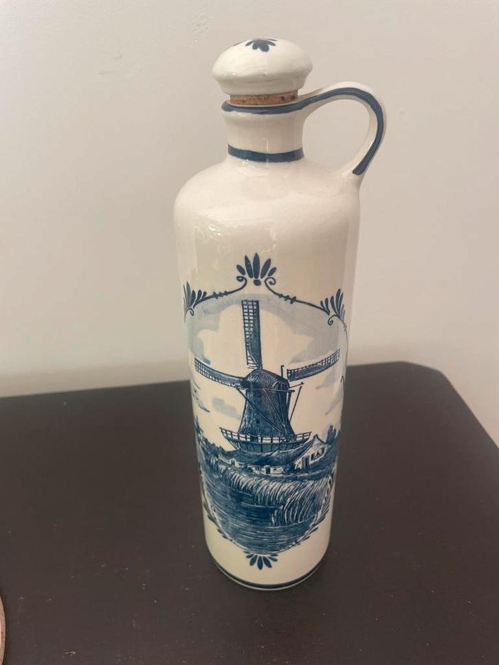Delfts Blauw Fles met Molen, Antiek en Kunst, Antiek | Keramiek en Aardewerk, Ophalen of Verzenden
