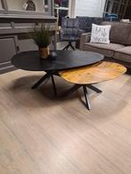 *ACTIE* Salontafel Pianella Mango Hout Naturel en Zwart (5), Ophalen of Verzenden, Nieuw, Rond, Salontafel Pianella Ei Vorm Mango Hout Naturel Zwart