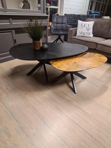 *ACTIE* Salontafel Pianella Mango Hout Naturel en Zwart (5) beschikbaar voor biedingen