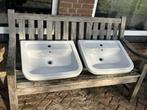 dubbele wastafel van Villeroy & Boch te koop, Ophalen, Gebruikt, Rvs, Wastafel